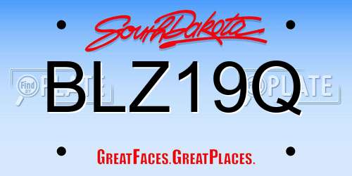 BLZ19Q South Dakota License Plate