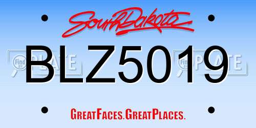 BLZ5019 South Dakota License Plate
