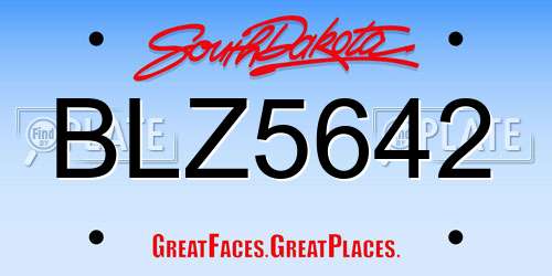 BLZ5642 South Dakota License Plate
