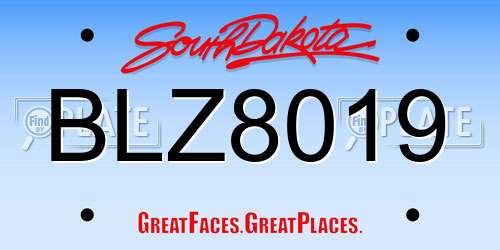 BLZ8019 South Dakota License Plate