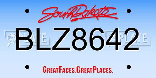 BLZ8642 South Dakota License Plate