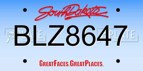 BLZ8647 South Dakota License Plate