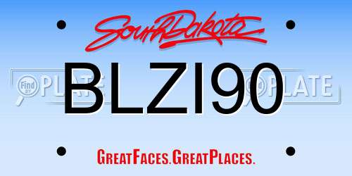 BLZI90 South Dakota License Plate