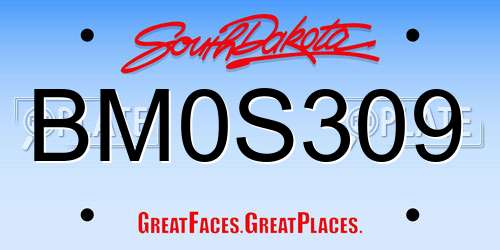 BM0S309 South Dakota License Plate