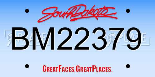 BM22379 South Dakota License Plate