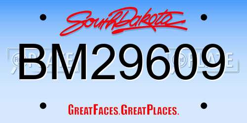 BM29609 South Dakota License Plate