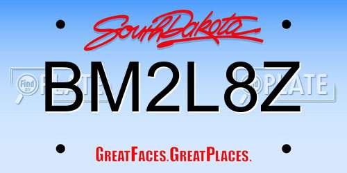 BM2L8Z South Dakota License Plate
