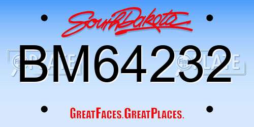 BM64232 South Dakota License Plate