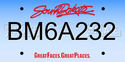 BM6A232 South Dakota License Plate