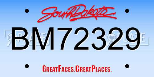 BM72329 South Dakota License Plate