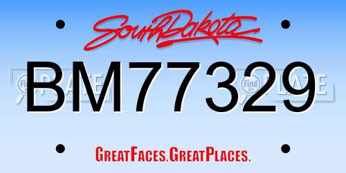 BM77329 South Dakota License Plate