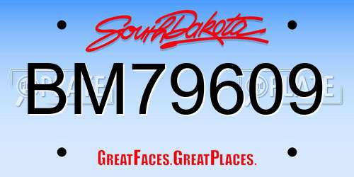 BM79609 South Dakota License Plate