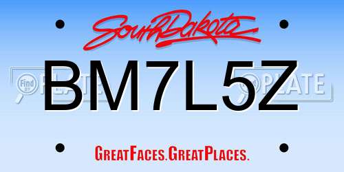 BM7L5Z South Dakota License Plate