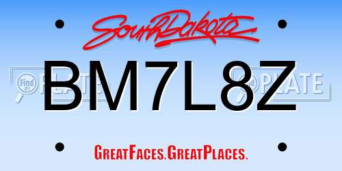 BM7L8Z South Dakota License Plate