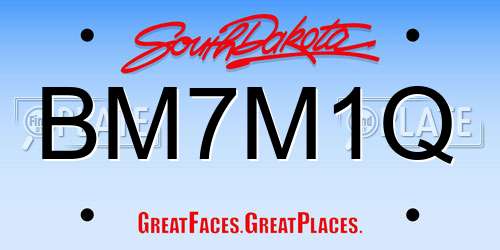 BM7M1Q South Dakota License Plate