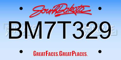 BM7T329 South Dakota License Plate