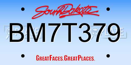 BM7T379 South Dakota License Plate