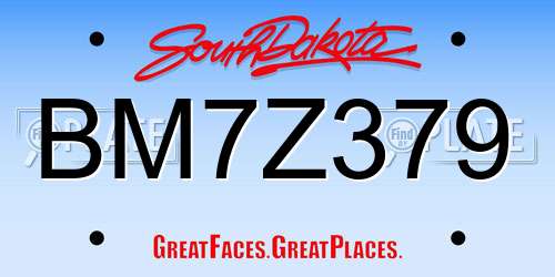 BM7Z379 South Dakota License Plate