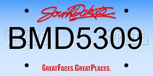 BMD5309 South Dakota License Plate