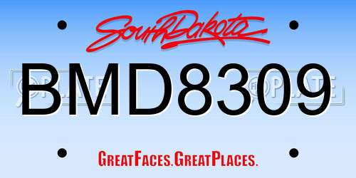 BMD8309 South Dakota License Plate