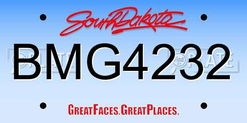 BMG4232 South Dakota License Plate