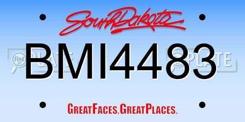 BMI4483 South Dakota License Plate