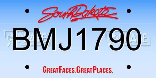 BMJ1790 South Dakota License Plate