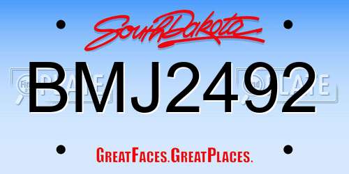 BMJ2492 South Dakota License Plate