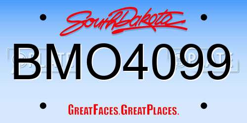 BMO4099 South Dakota License Plate