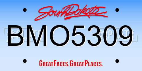 BMO5309 South Dakota License Plate