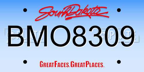 BMO8309 South Dakota License Plate