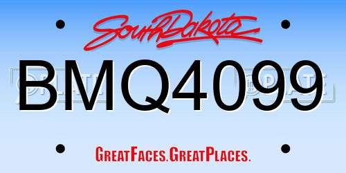 BMQ4099 South Dakota License Plate