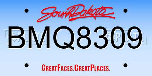 BMQ8309 South Dakota License Plate