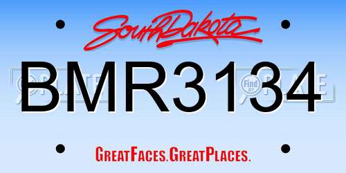 BMR3134 South Dakota License Plate