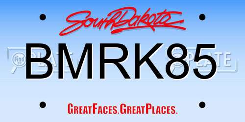 BMRK85 South Dakota License Plate