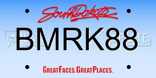BMRK88 South Dakota License Plate