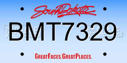 BMT7329 South Dakota License Plate
