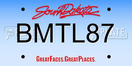BMTL87 South Dakota License Plate