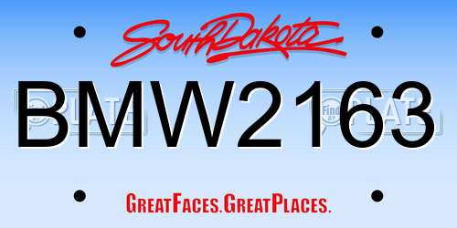 BMW2163 South Dakota License Plate