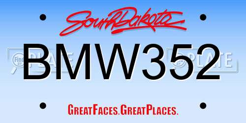 BMW352 South Dakota License Plate