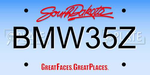 BMW35Z South Dakota License Plate