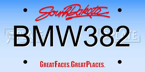 BMW382 South Dakota License Plate