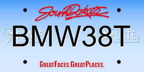 BMW38T South Dakota License Plate