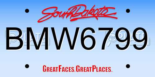 BMW6799 South Dakota License Plate