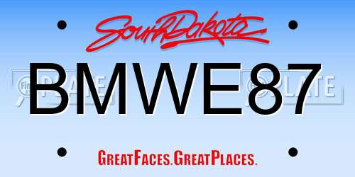 BMWE87 South Dakota License Plate