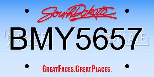 BMY5657 South Dakota License Plate