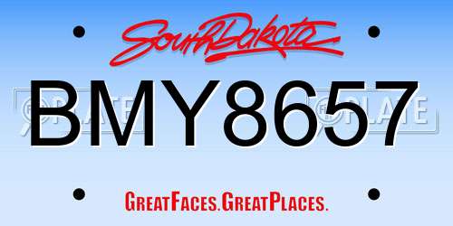 BMY8657 South Dakota License Plate