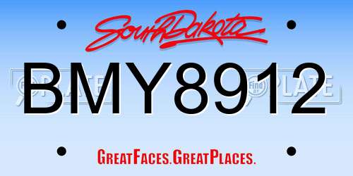 BMY8912 South Dakota License Plate