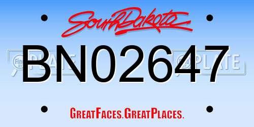 BN02647 South Dakota License Plate