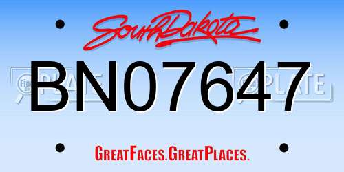 BN07647 South Dakota License Plate